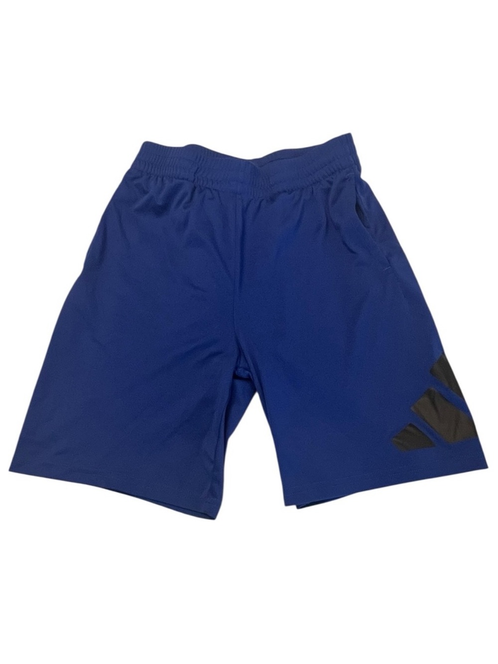 boys Adidas Blue Athletic Shorts with Black Logo, Size L 14/16